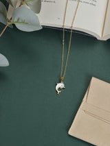 Gold Mother of Pearl Dolphin Pendant Necklace - TOSSIDO