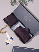 Dark Purple Paisley Woven Ascot & Pocket Square