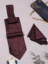 Maroon Paisley Woven Ascot & Pocket Square
