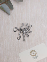 Antique Silver Baroque Pearl Octopus Brooch