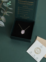 Lavender Monstera Leaf Pendant Necklace - TOSSIDO