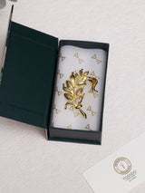 Gold Leaf Spray Ribbon Brooch