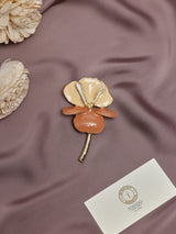Peach & Terracotta Iris Brooch