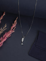 Silver Champagne Glass Pendant Necklace - TOSSIDO