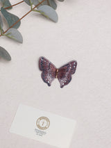 Mauve Embroidered Look Butterfly Brooch