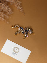 Navy Crystal Unicorn Brooch