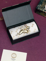 Matte Gold Crystal Jockey Brooch