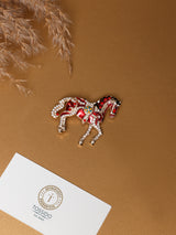 Red Carousel Horse Brooch