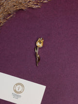 Gold & Pearl White Tulip Bud Brooch