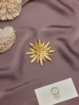 Matte Gold Wheat Starburst Brooch
