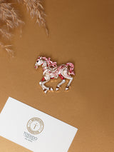 Pink Crystal Horse Brooch