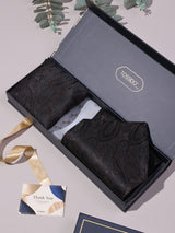 Dark Brown Bold Paisley Woven Ascot & Pocket Square