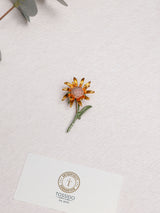 Amber Sunflower Crystal Brooch