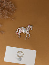 White & Pink Carousel Horse Brooch