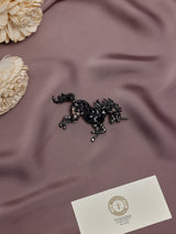 Gunmetal Crystal Unicorn Brooch
