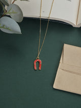 Red Horseshoe Pendant Necklace - TOSSIDO