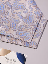 Cream & Sky Blue Paisley Woven Ascot & Pocket Square