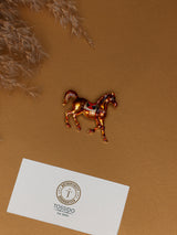 Copper Enamel Saddled Horse Brooch