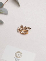 Amber Pumpkin Pearl Brooch
