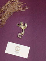Pink & White Enamel Phoenix Brooch