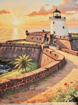 Goa Aguada Fort Lighthouse Printed Pocket Square - TOSSIDO