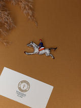 Silver Crystal Jockey Brooch