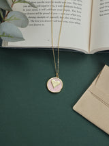 Pink Heart Disc Pendant Necklace - TOSSIDO