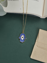Royal Blue Hamsa Evil Eye Pendant Necklace - TOSSIDO