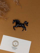 Black Enamel Horse Brooch
