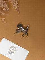 Antique Gold Crystal Saddle Horse Brooch