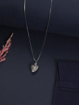 Silver Sparkle Puffed Heart Pendant Necklace - TOSSIDO