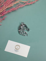 Silver Openwork Horse Head Brooch