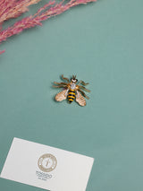Gold Crystal Honey Bee Brooch
