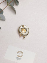 Gold Straw Hat Flower Brooch