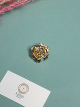 White & Yellow Enamel Pearl Flower Brooch
