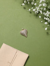 Gold Striped Heart Pendant