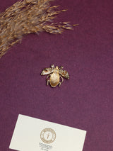 Orange & Green Leaf Wing Bee Brooch