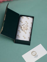 Cream Enamel Pearl Cluster Flower Brooch