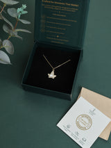 Gold Mother of Pearl Ivy Leaf Pendant Necklace - TOSSIDO