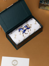 Blue Enamel Crystal Saddle Horse Brooch