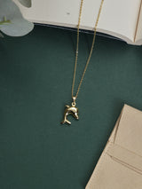 Gold Polished Dolphin Pendant Necklace - TOSSIDO
