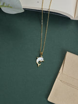 Gold Mother of Pearl Dolphin Pendant Necklace - TOSSIDO