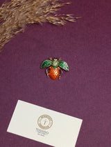 Orange & Green Leaf Wing Bee Brooch