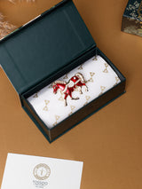Red Enamel Crystal Saddle Horse Brooch