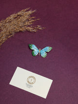 Blue & Green Crystal Butterfly Brooch
