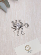 Antique Silver Baroque Pearl Octopus Brooch