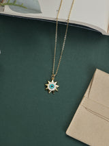 Blue Evil Eye Sun Pendant Necklace - TOSSIDO