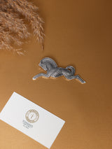 Silver Dotted Leaping Horse Brooch