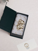 Gold Twin Vine Leaves Brooch