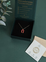 Red Horseshoe Pendant Necklace - TOSSIDO